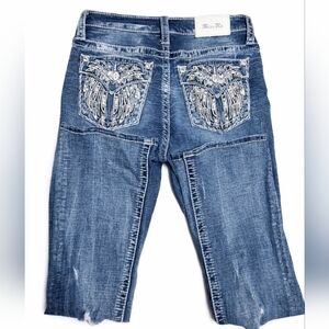 Miss Me Women's Jeans Mid-Rise Tailored Boot Angel Wings SIZE 25 INSEAM 26.5